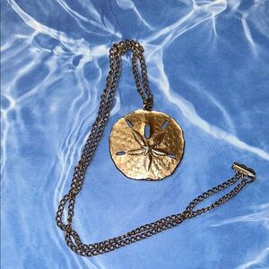 Gold Sand Dollar Costume Pendant Necklace